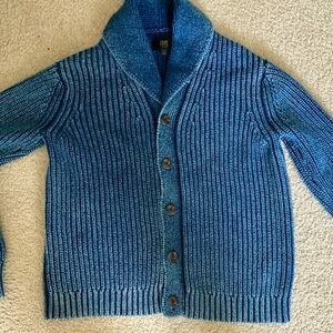 Gorgeous FRYE ORS men’s/women’s heavy cardigan, denim blue Blue Shawl Collar L